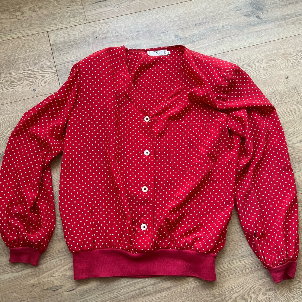 Vintage Valentino Studio Red Polka Dot Blouse